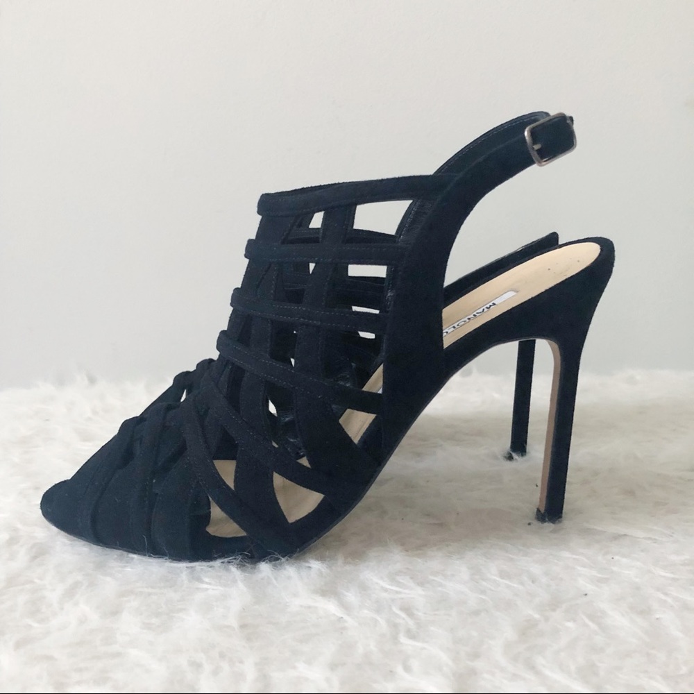 Manolo Blahnik Black Strappy Heels